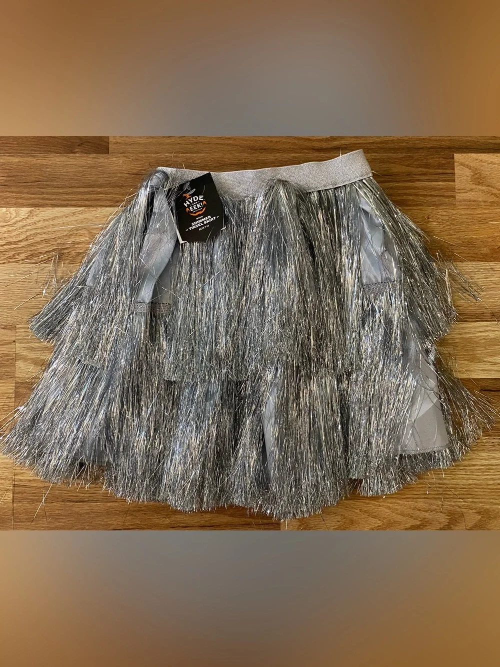 Hyde & Eek! Shimmer Tinsel Skirt - Silver Age 7 - 14 NWT